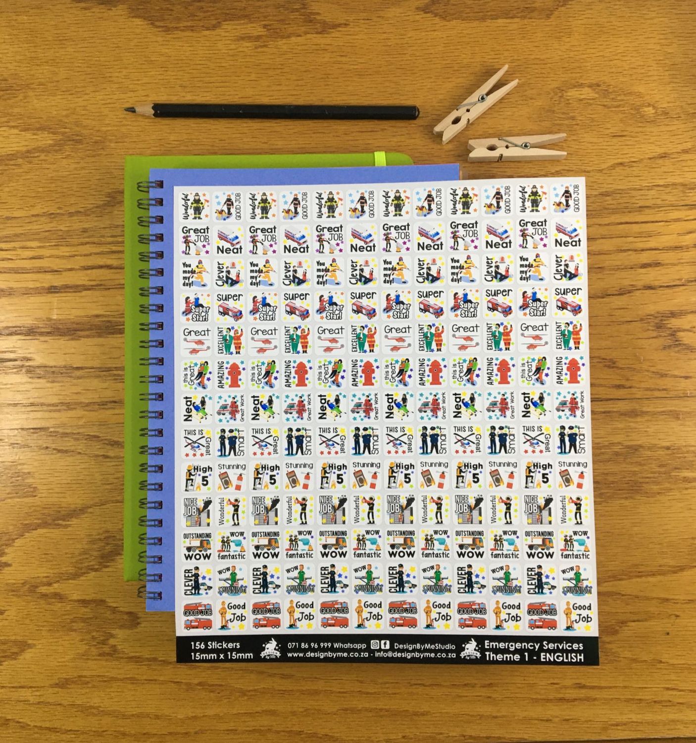 Emergency Services Theme 1 Reward Stickers - English