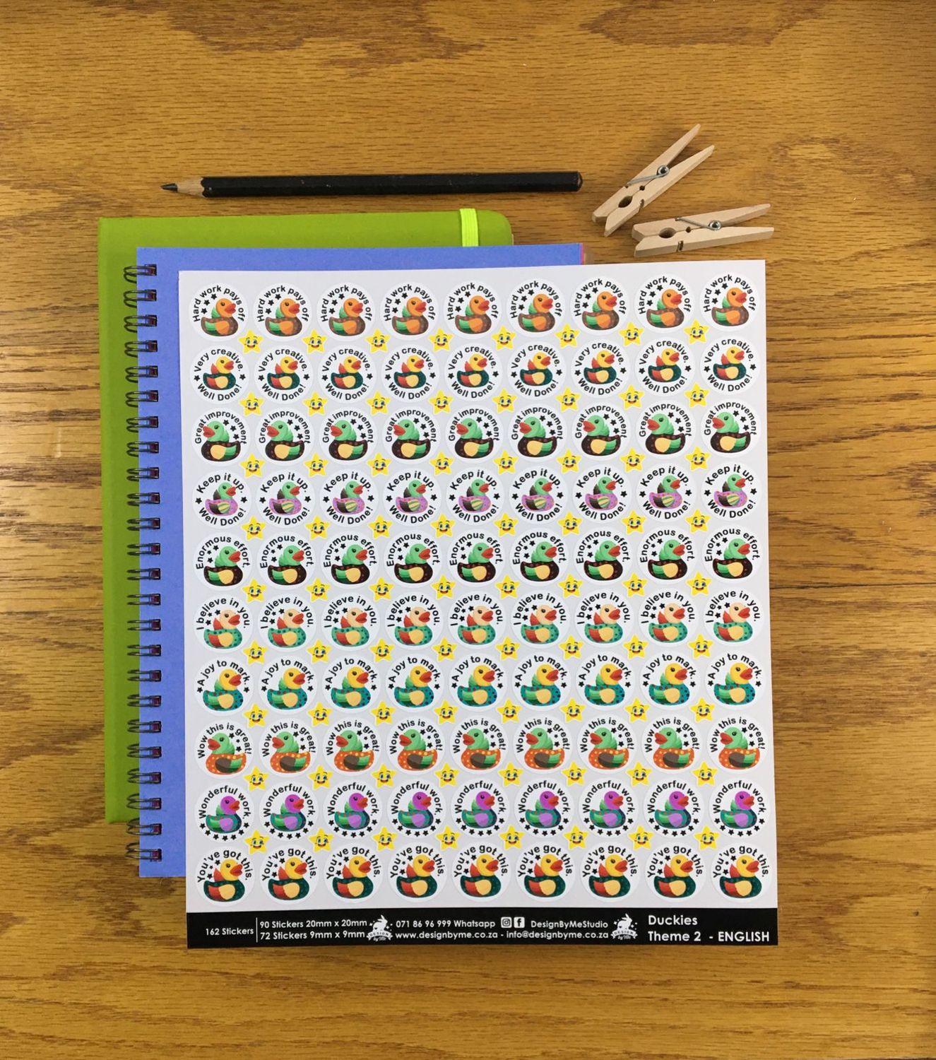 Duckies Theme 2 Reward Stickers - English