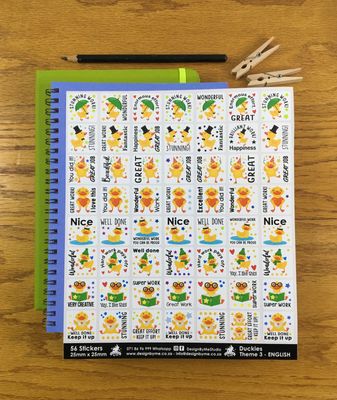 Duckies Theme 3 Reward Stickers - English