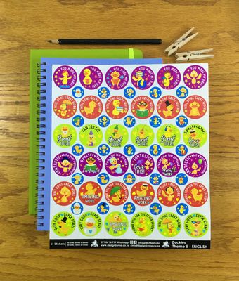Duckies Theme 5 Reward Stickers - English
