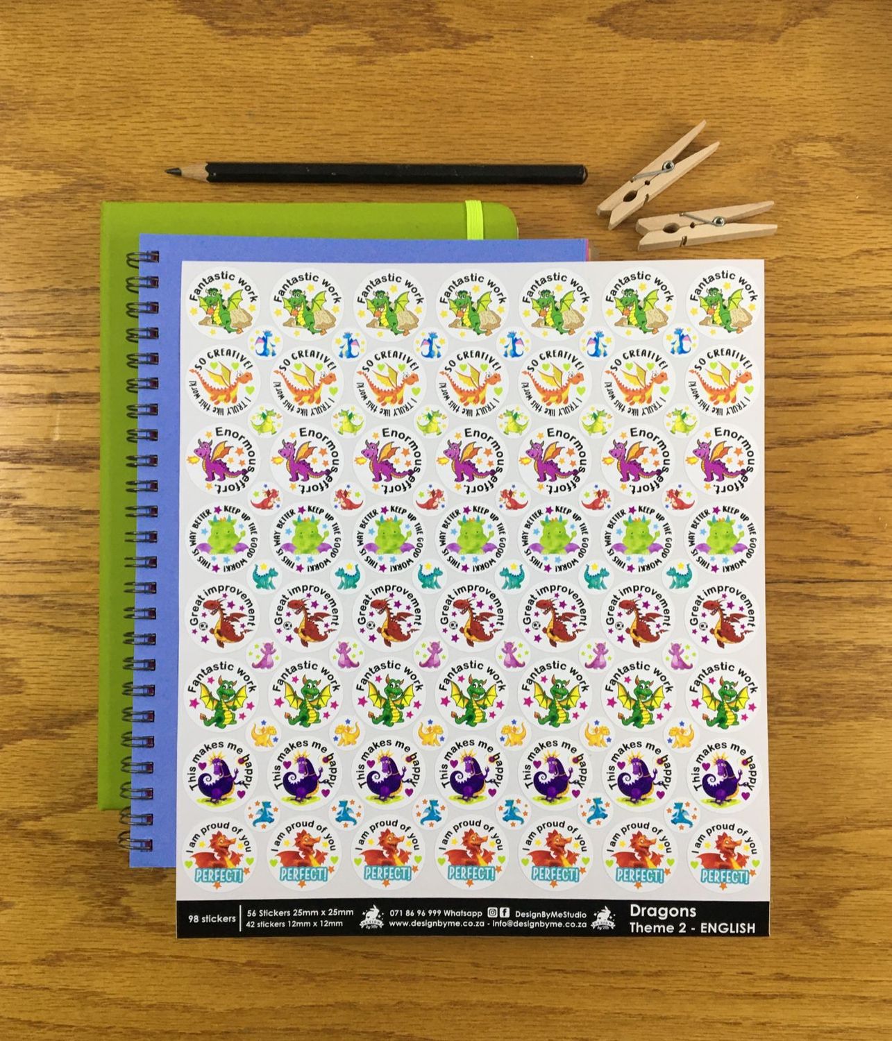 Dragons Theme 2 Reward Stickers - English