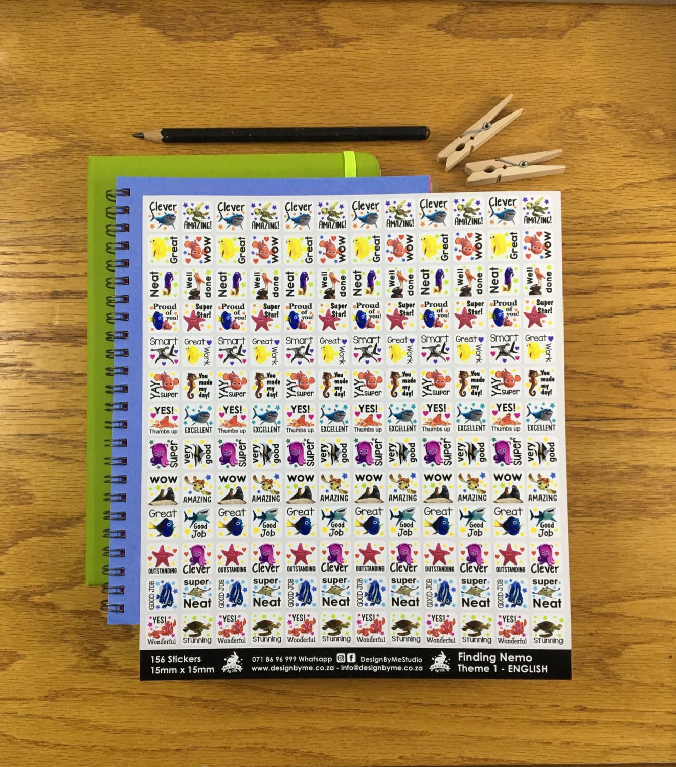 Finding Nemo Theme 1 Reward Stickers - English
