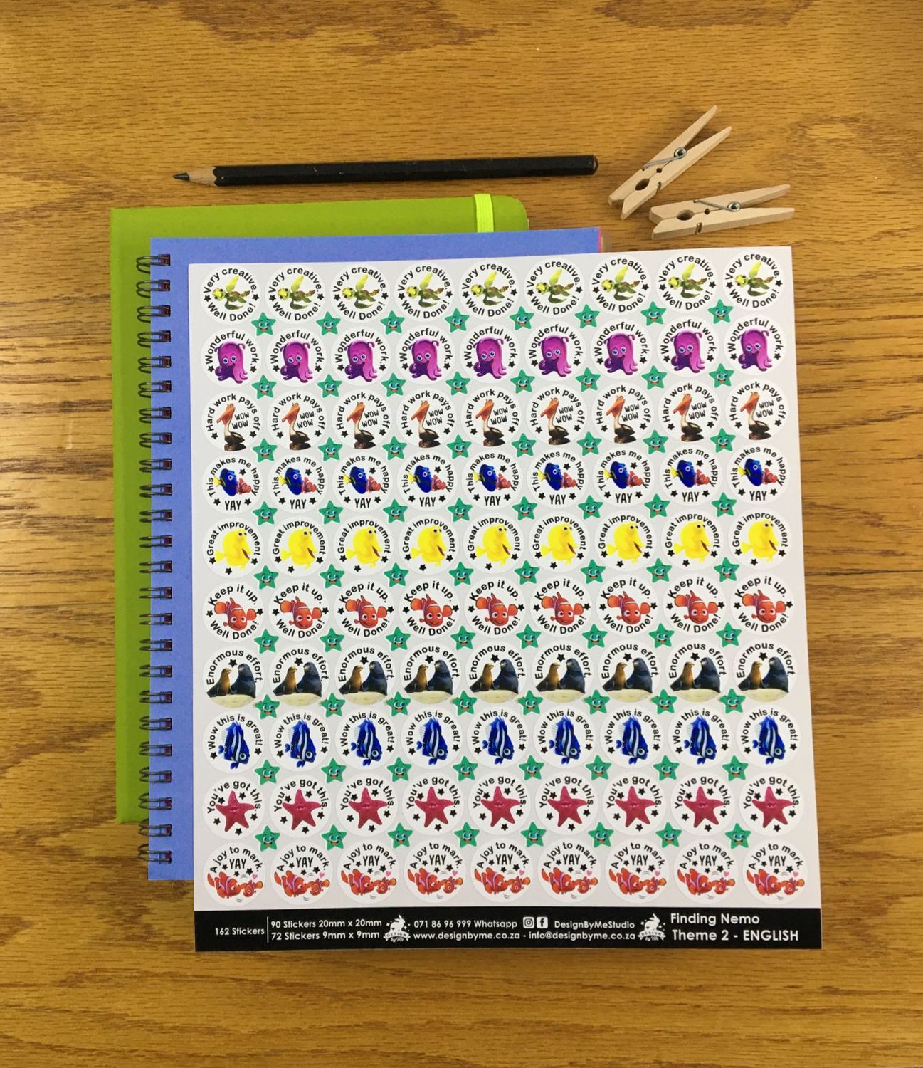 Finding Nemo Theme 2 Reward Stickers - English