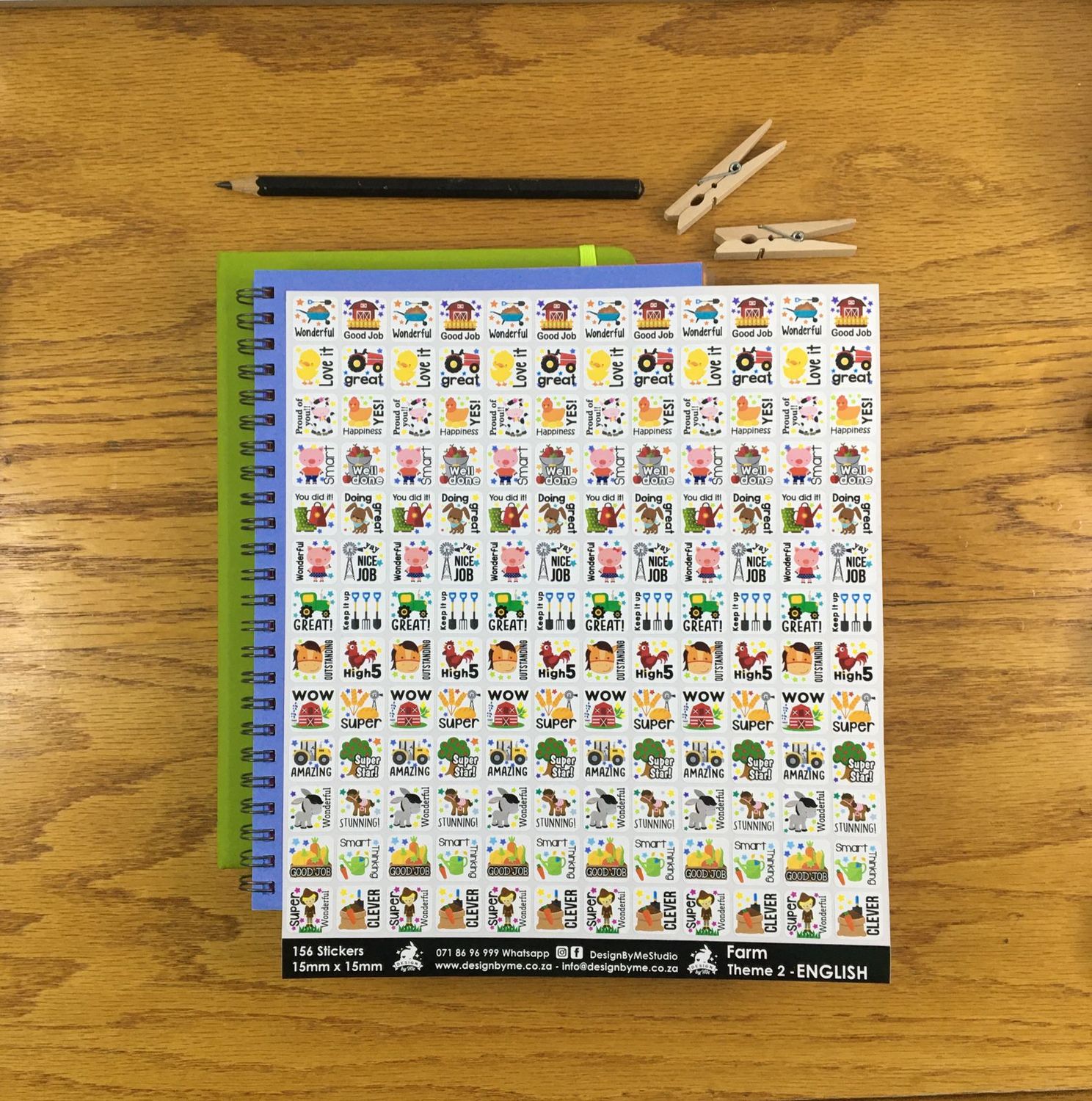 Farm Theme 2 Reward Stickers - English