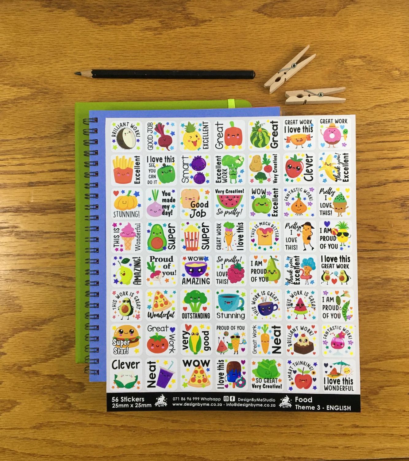 Food Theme 3 Reward Stickers - English