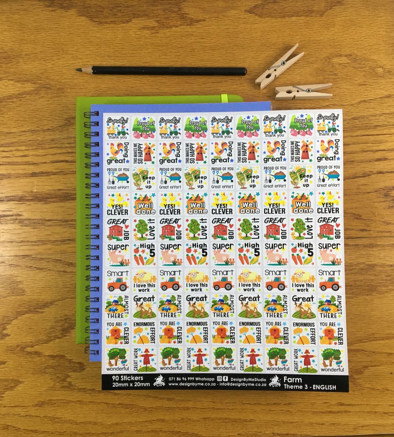 Farm Theme 3 Reward Stickers - English