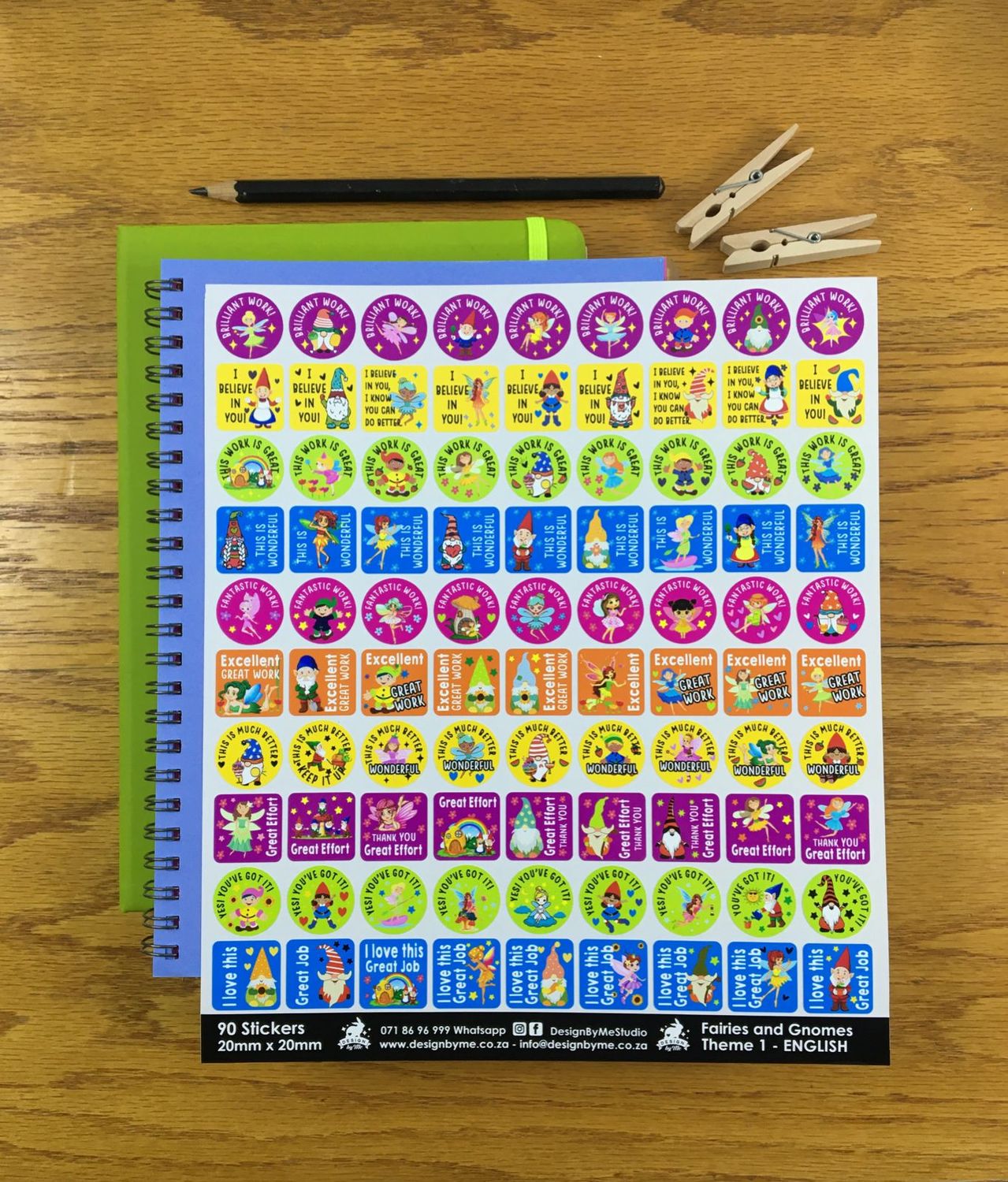Fairies and Gnomes Theme 1 Reward Stickers - English