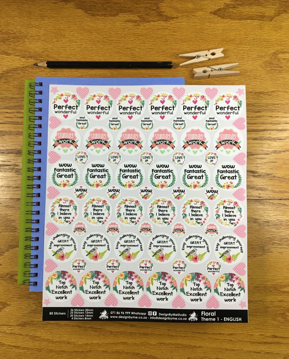 Floral Theme 1 Reward Stickers - English