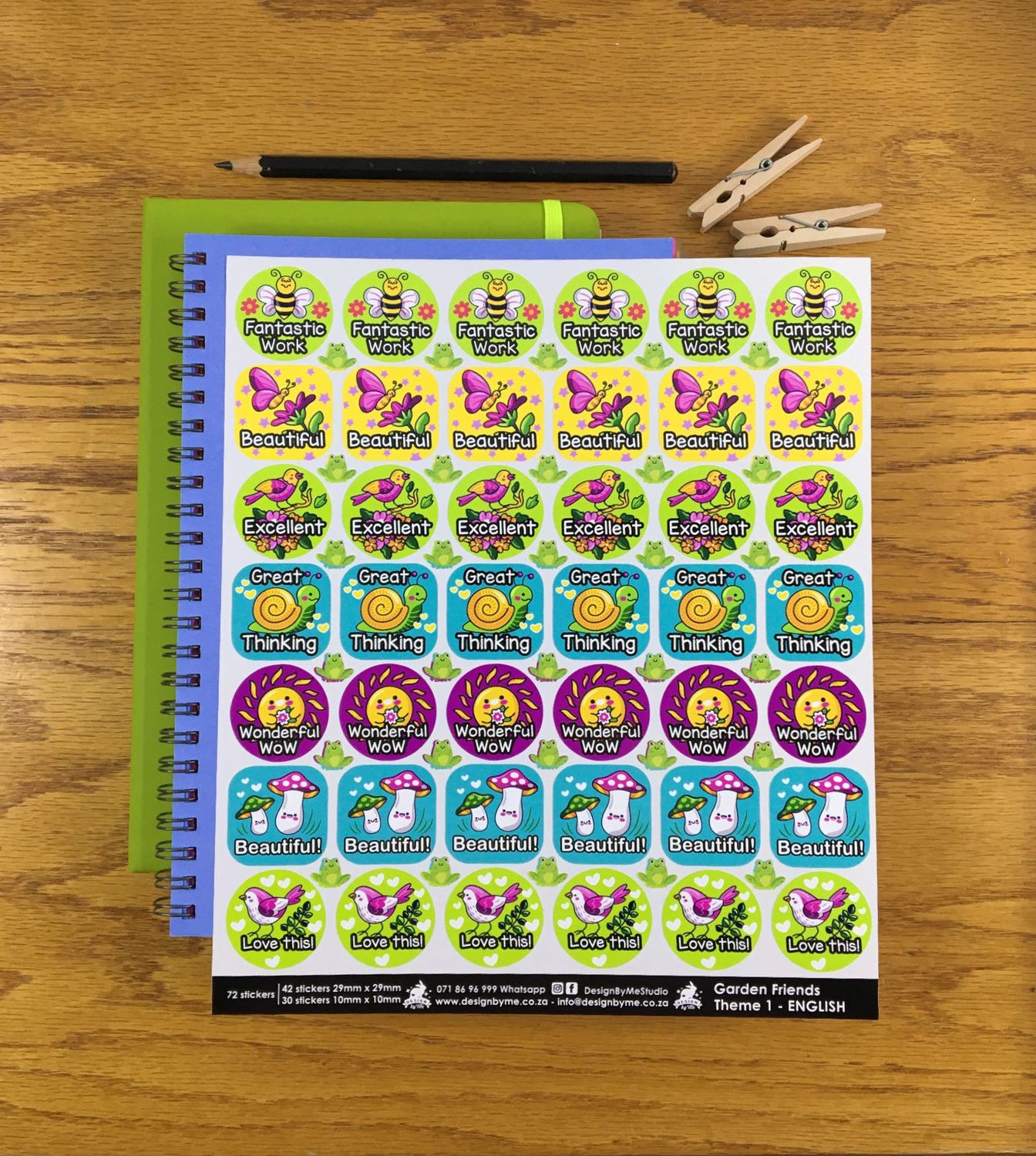 Garden Friends Theme 1Reward Stickers  - English
