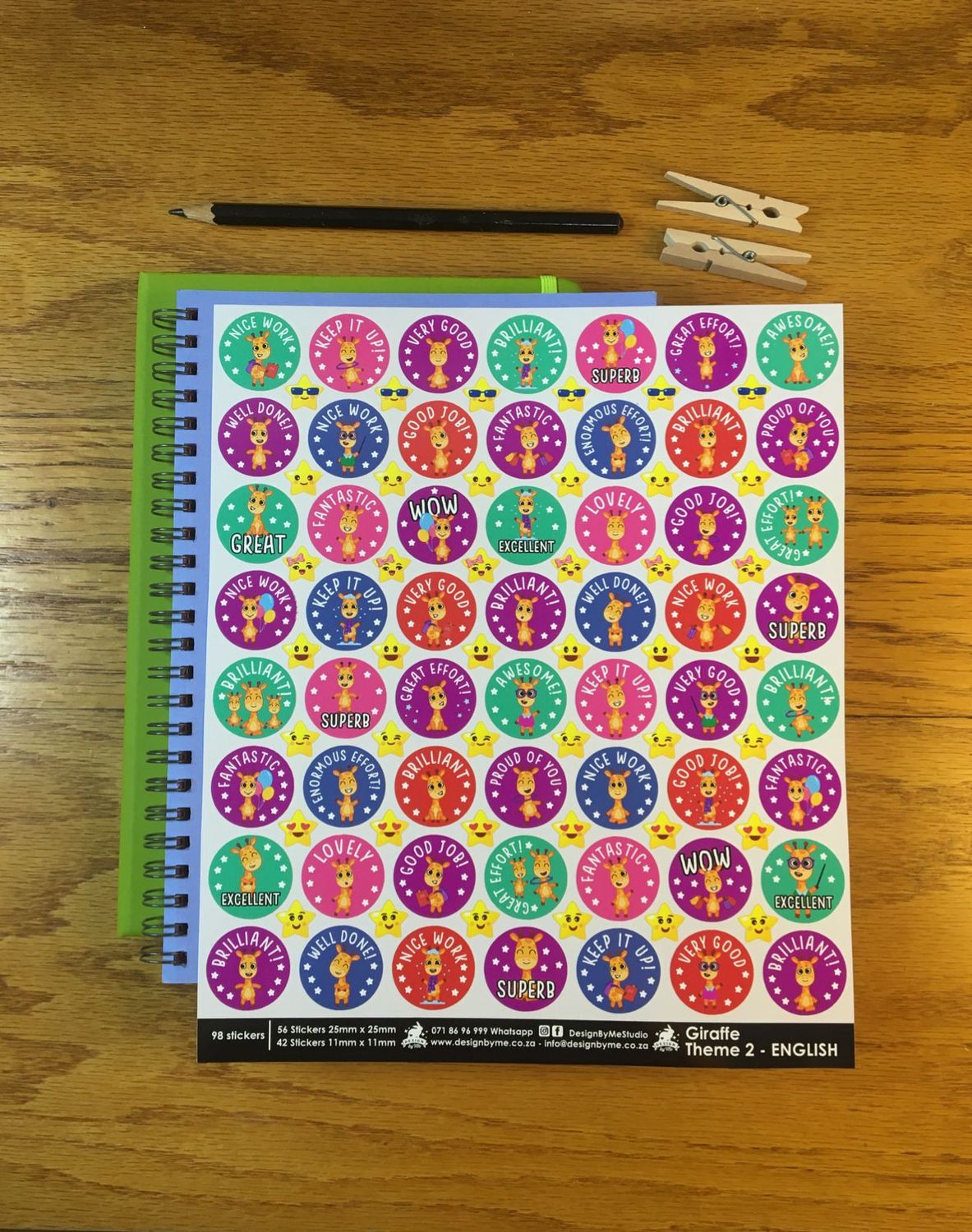 Giraffe Theme 2 Reward Stickers - English