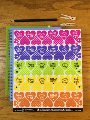 Heart Theme 13 - English - Fancy Shaped Stickers