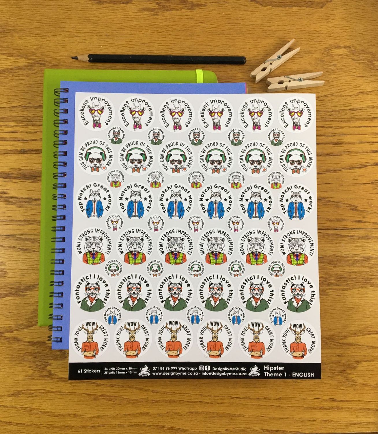 Hipster Theme 1 Reward Stickers - English