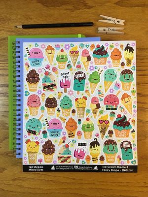 Ice Cream Theme 3 Reward Stickers - English