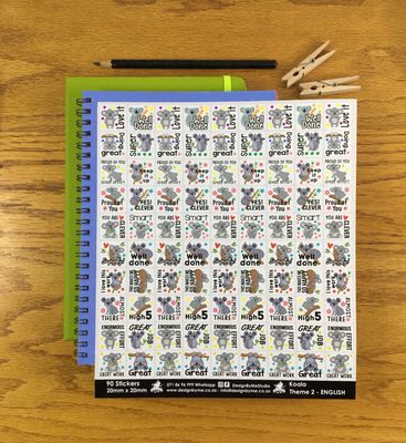 Koala Theme 2 Reward Stickers - English