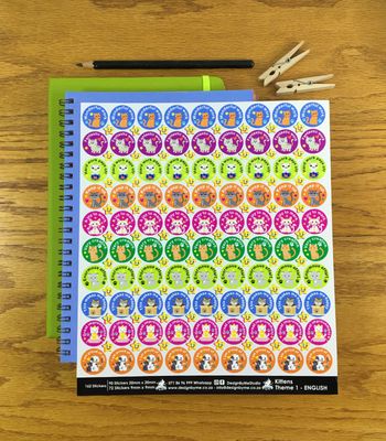 Kittens and Cat Theme 1 Reward Stickers- English