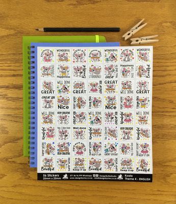 Koala Theme 4 Reward Stickers - English
