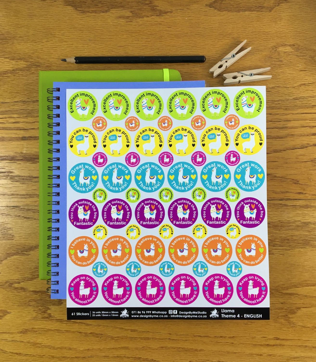 Llama Theme 4 Reward Stickers - English