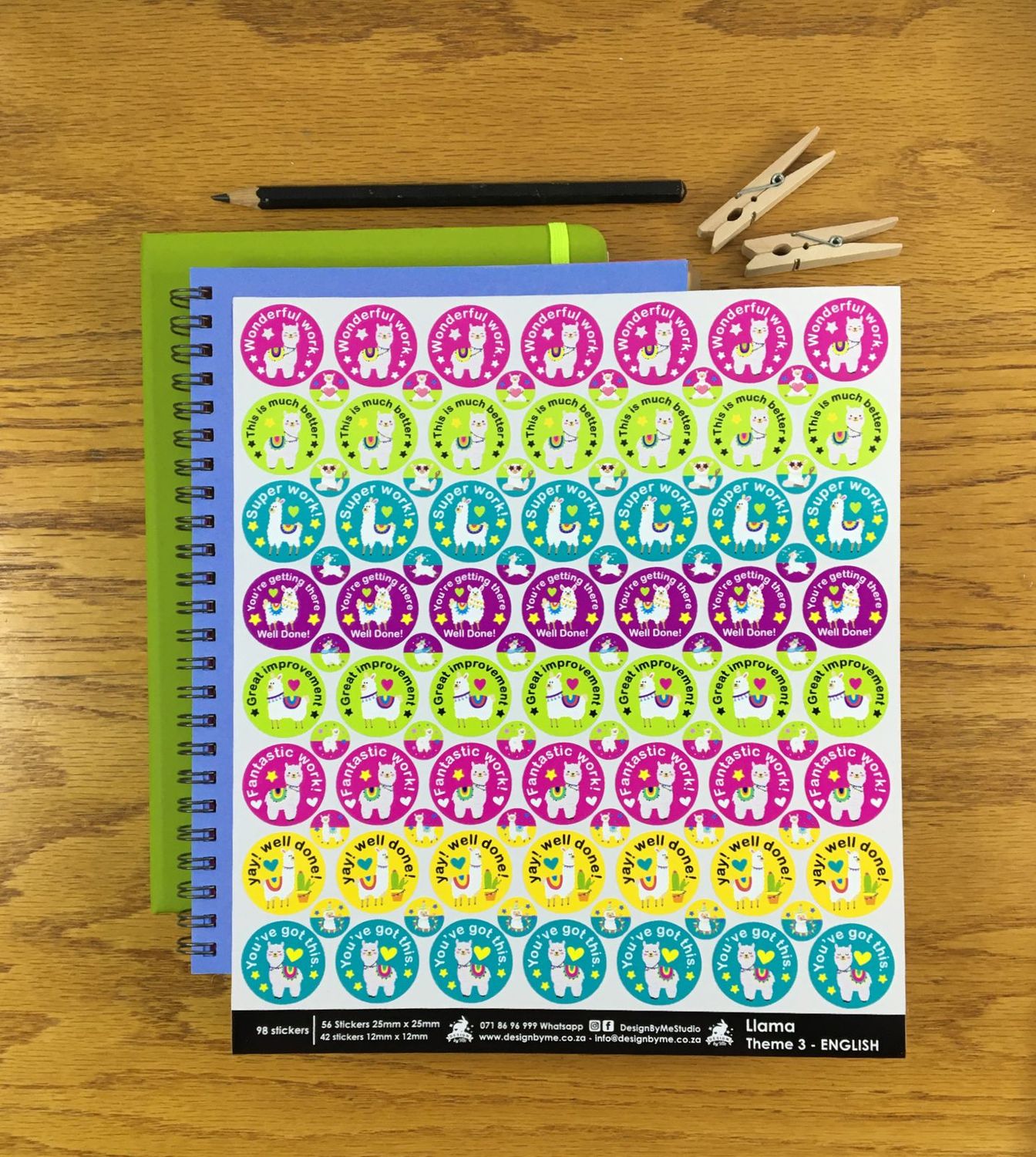 Llama Theme 3 Reward Stickers - English