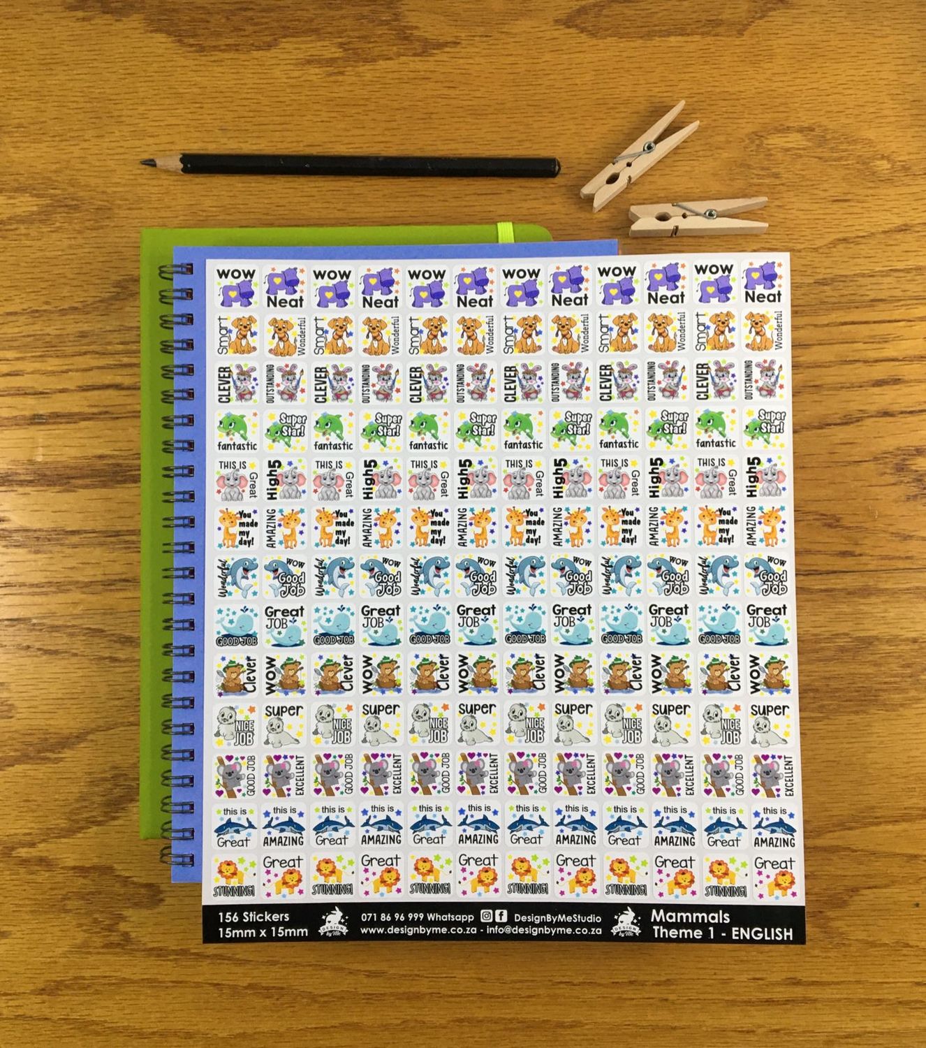 Mammals Theme 1 Reward Stickers - English