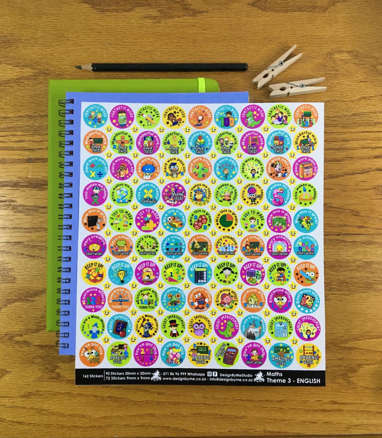 Math Theme 3 Reward Stickers - English
