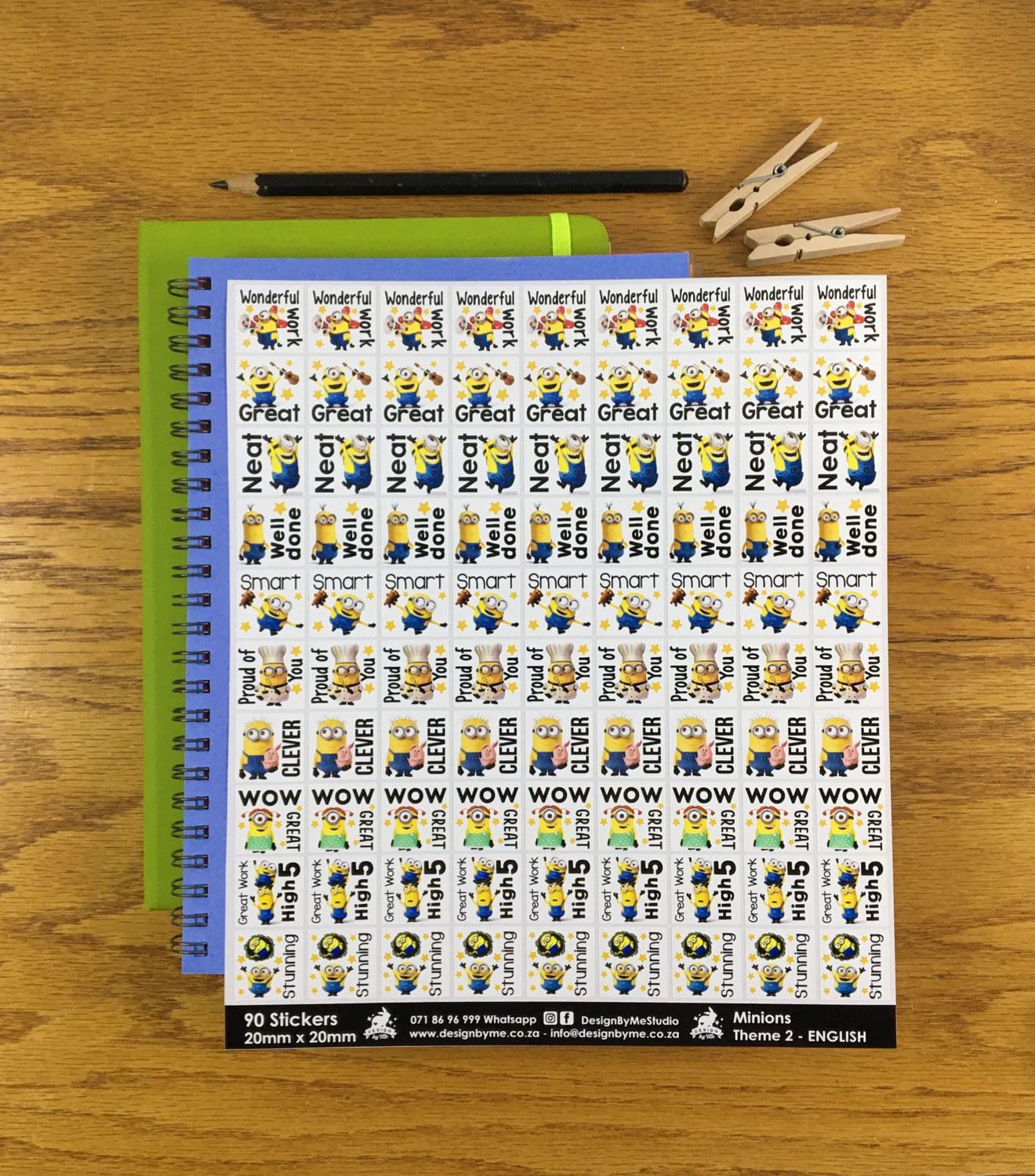 Minions Theme 2 Reward Stickers - English