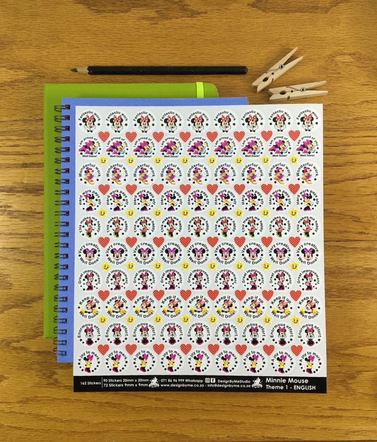 Minnie Mouse Theme 1 Reward Stickers - English