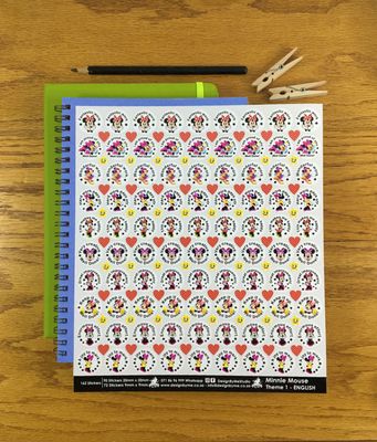 Minnie Mouse Theme 1 Reward Stickers - English