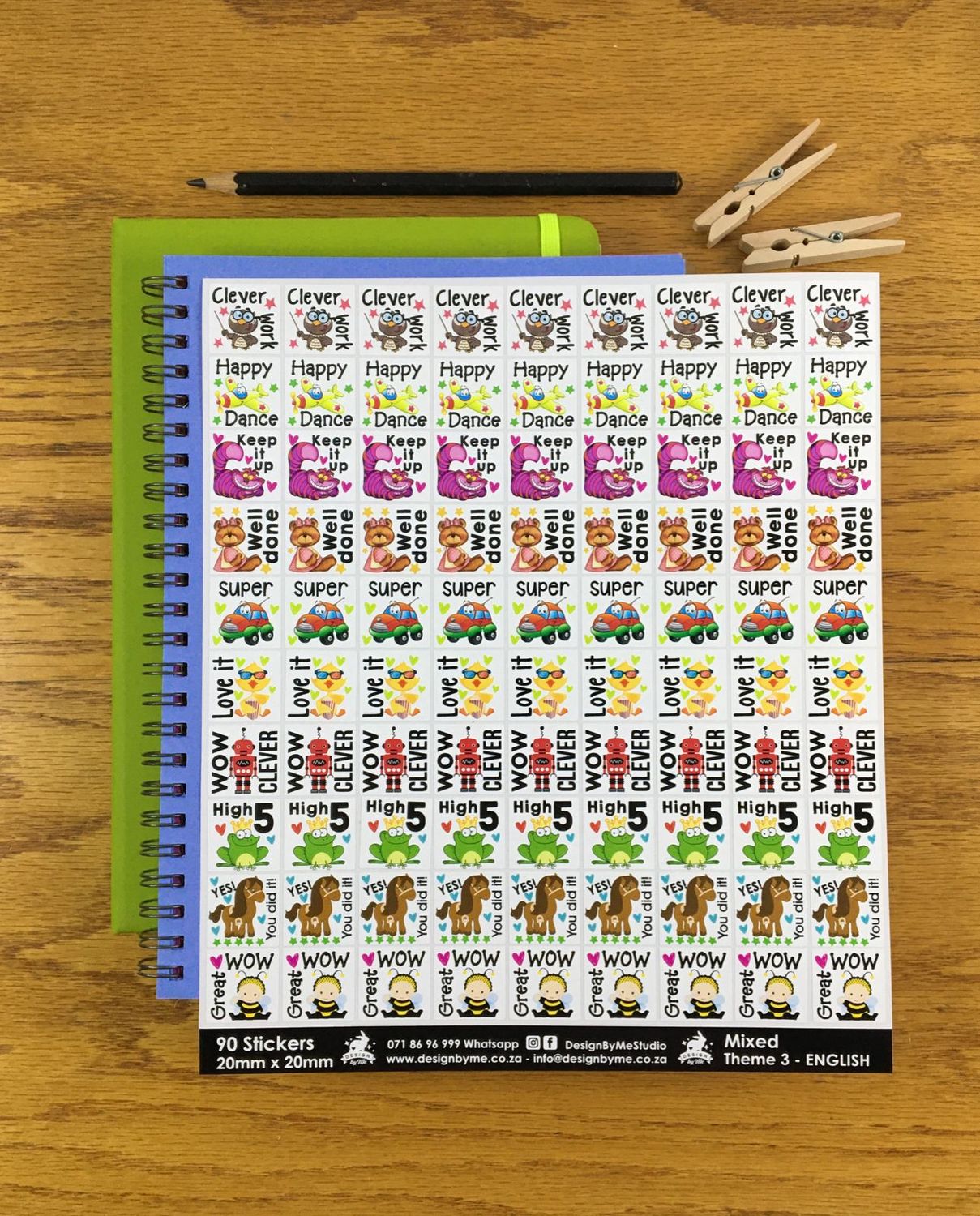 Mixed Theme 3 Reward Stickers - English