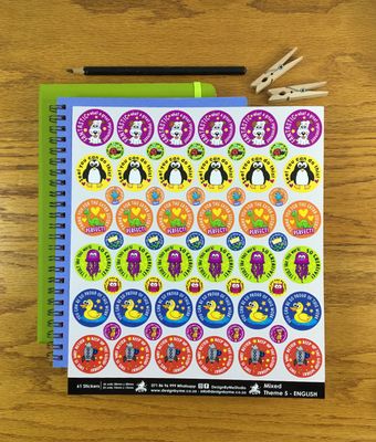 Mixed Theme 5 Reward Stickers - English