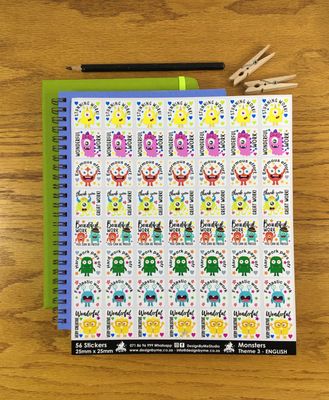 Monsters Theme 3 Reward Stickers - English