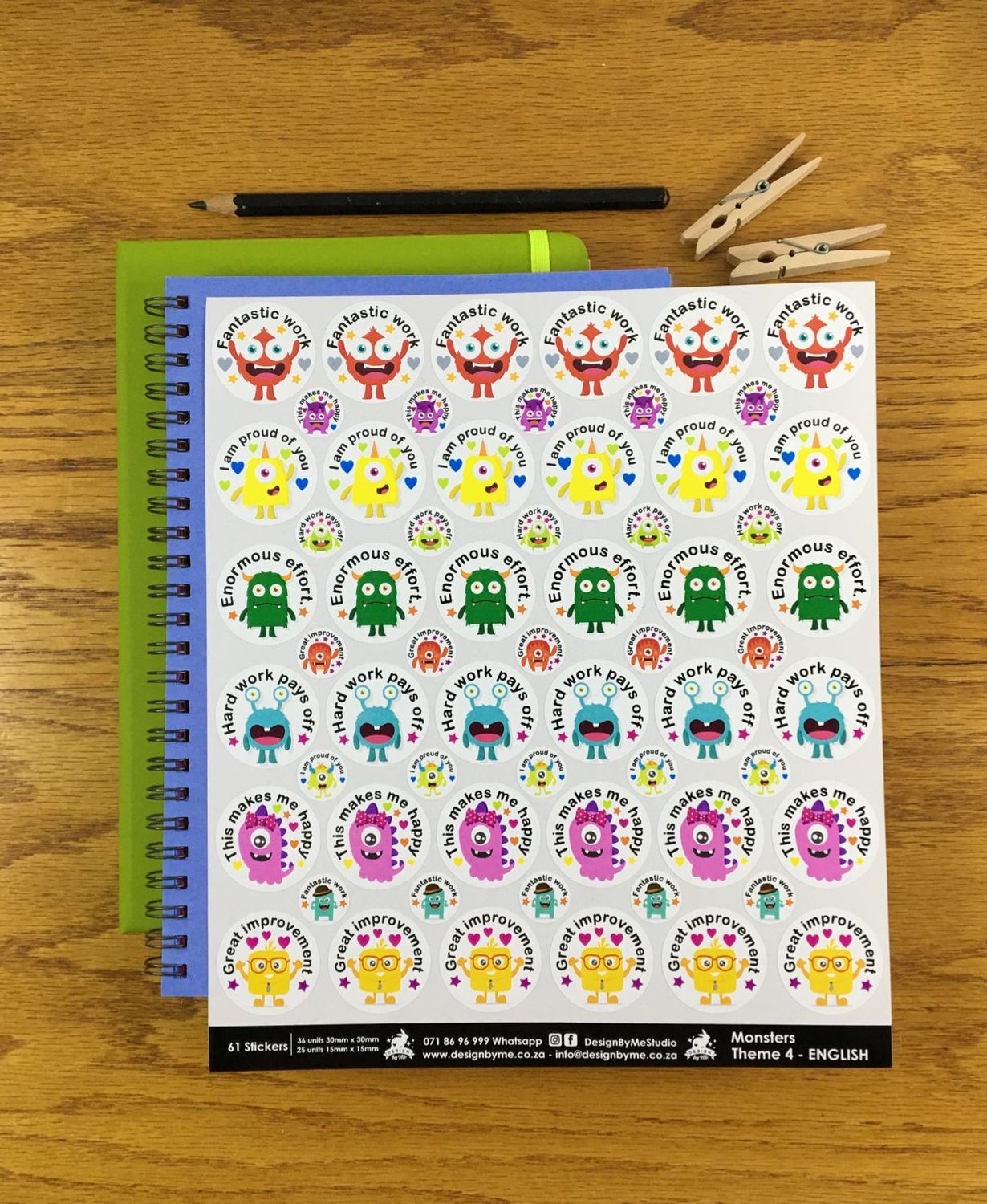 Monsters Theme 4 Reward Stickers - English