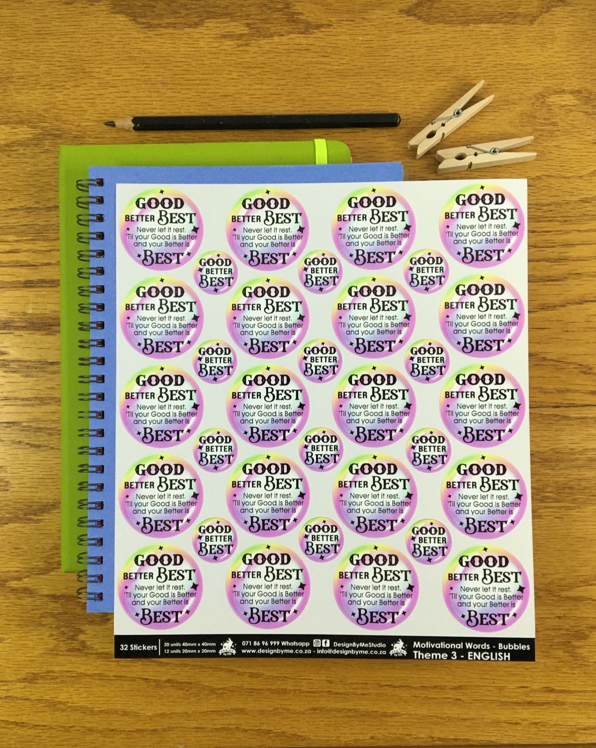 Motivational Words Theme 3 Reward Stickers - English