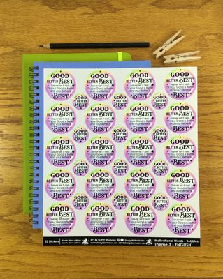 Motivational Words Theme 3 Reward Stickers - English