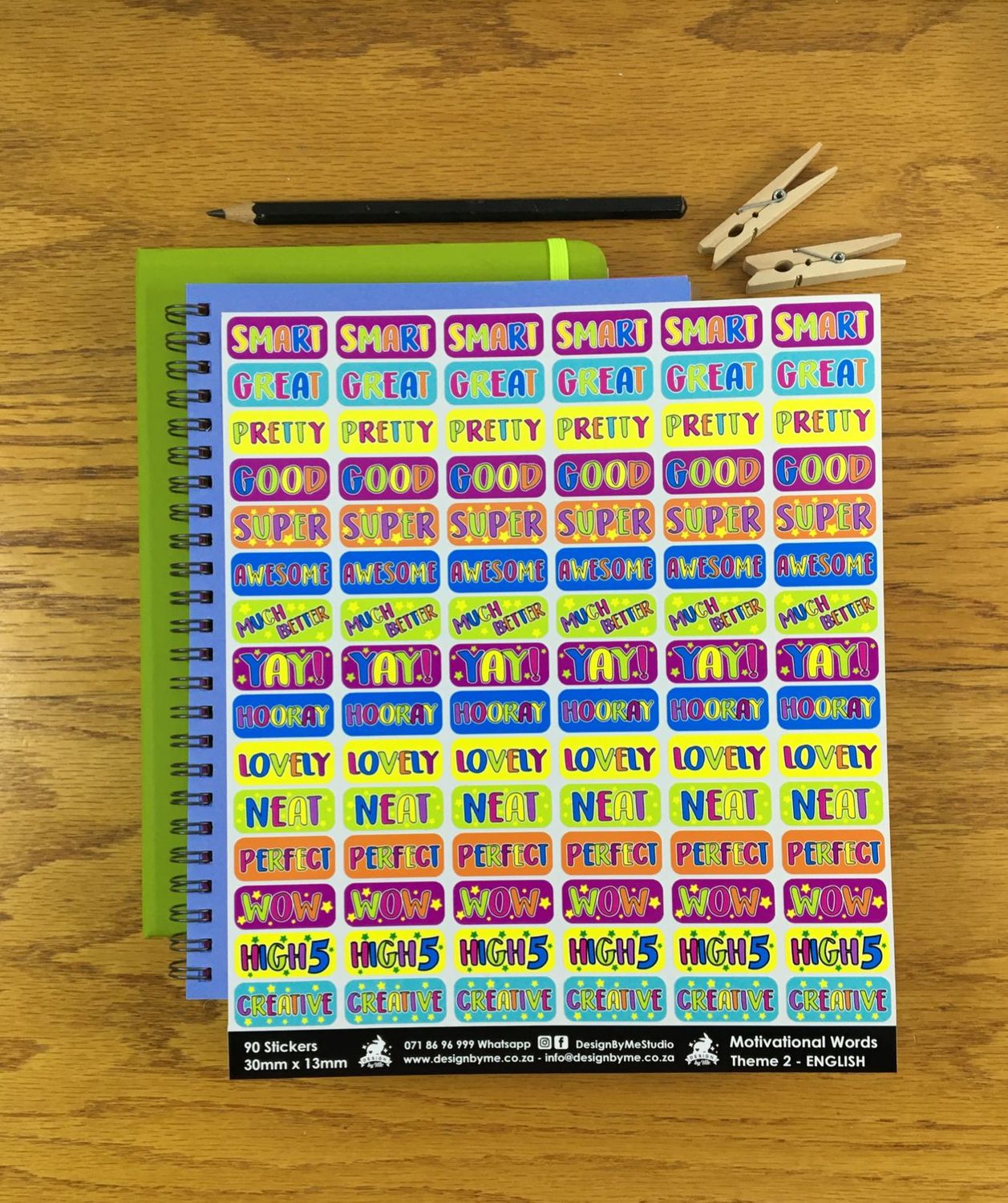 Motivational Words Theme 2 Reward Stickers - English