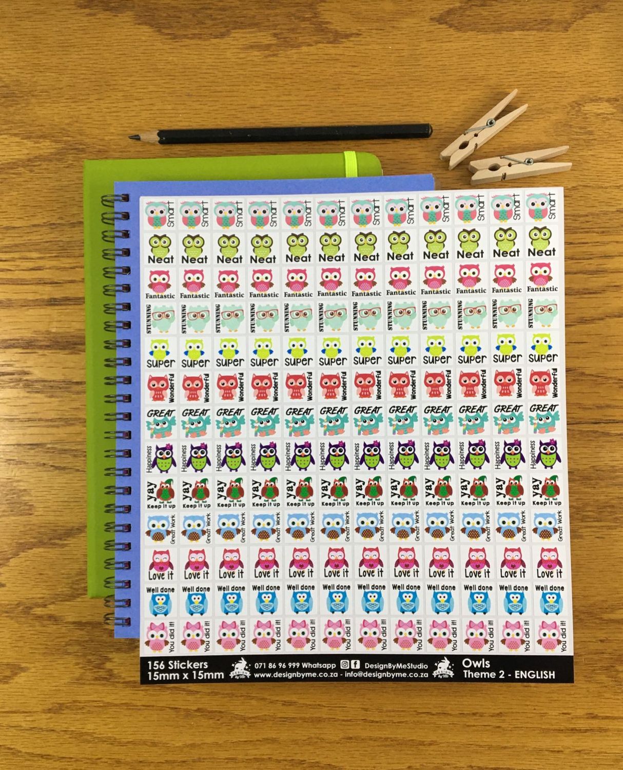 Owls Theme 2 Reward Stickers - English
