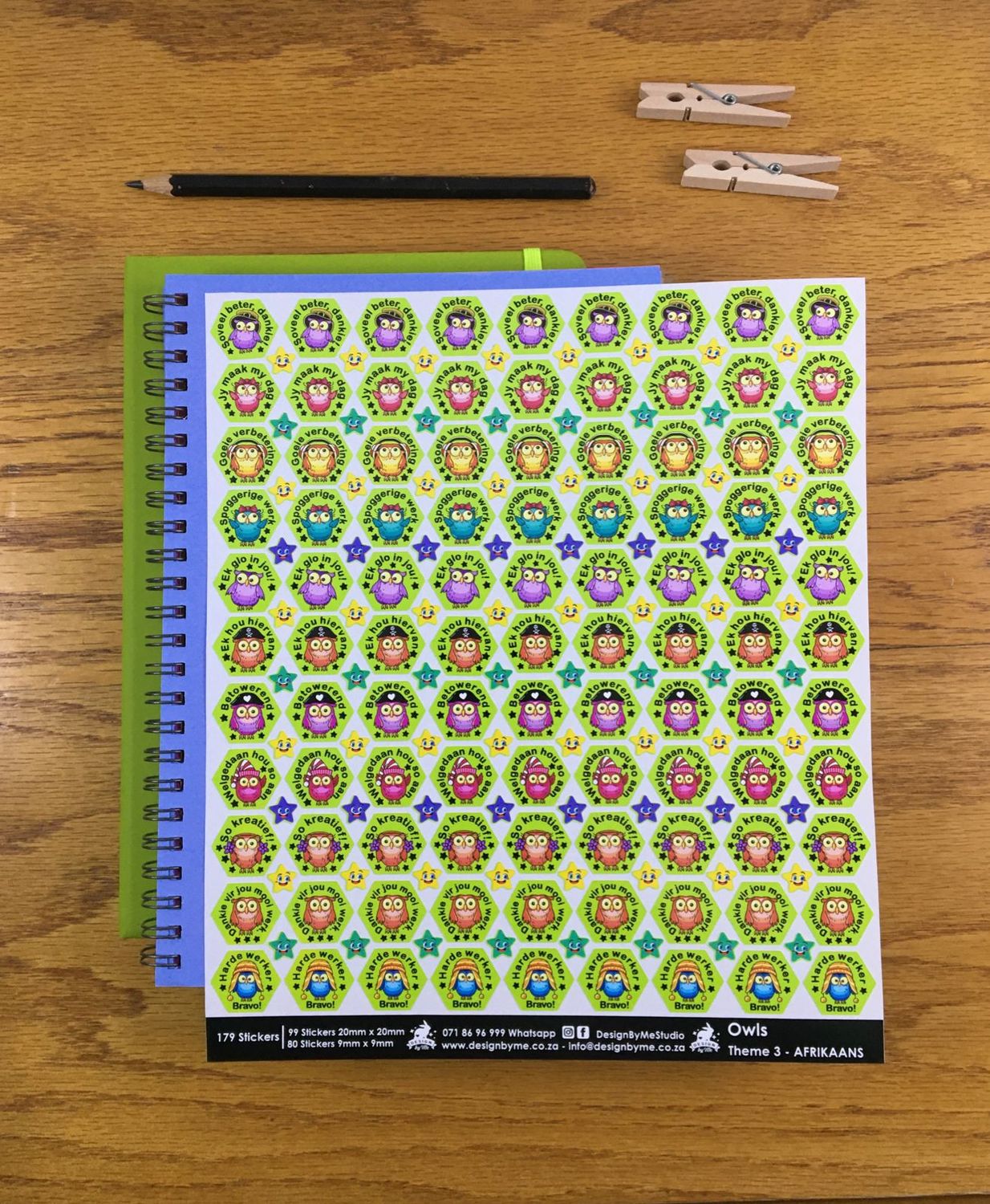 Owls Theme 3 Reward Stickers - Afrikaans