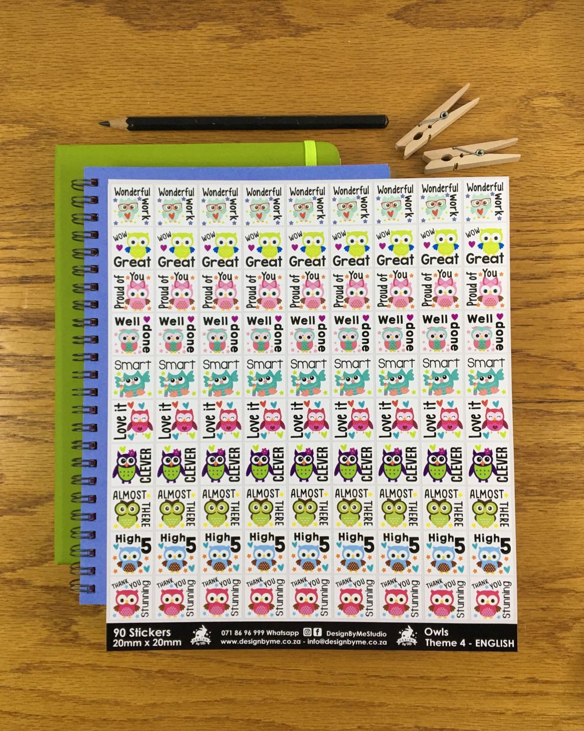 Owls Theme 4 Reward Stickers - English