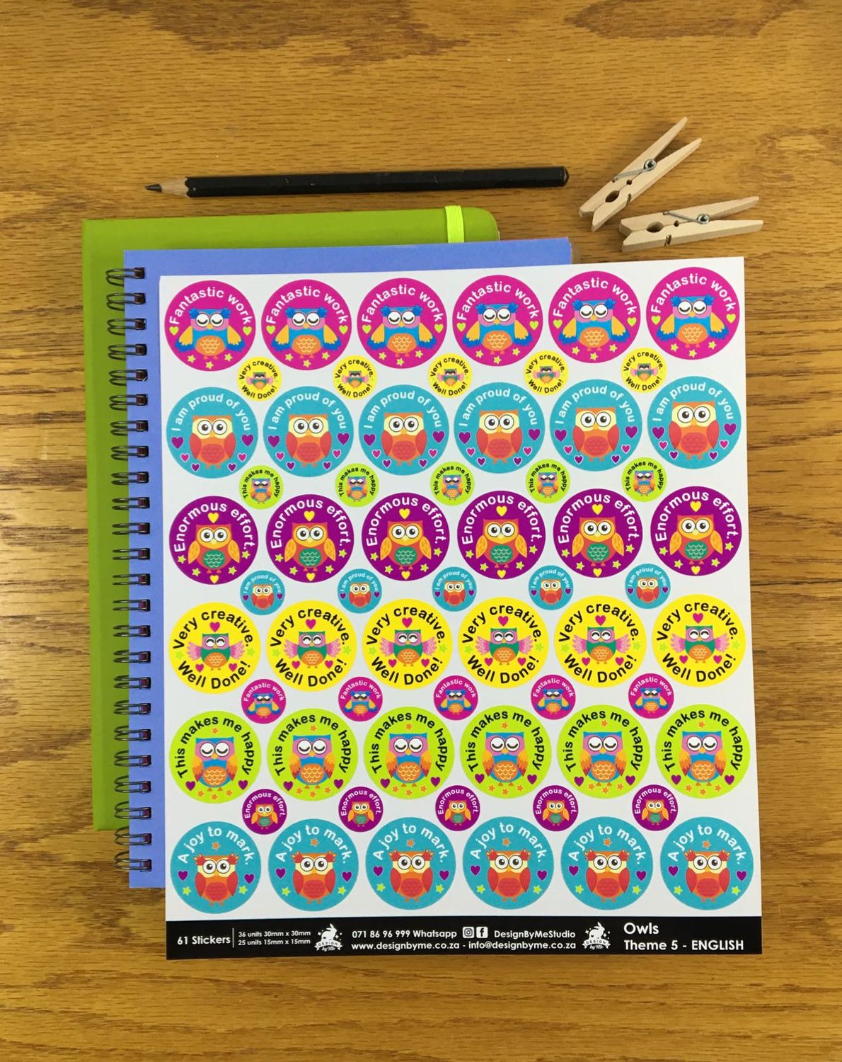 Owls Theme 5 Reward Stickers - English