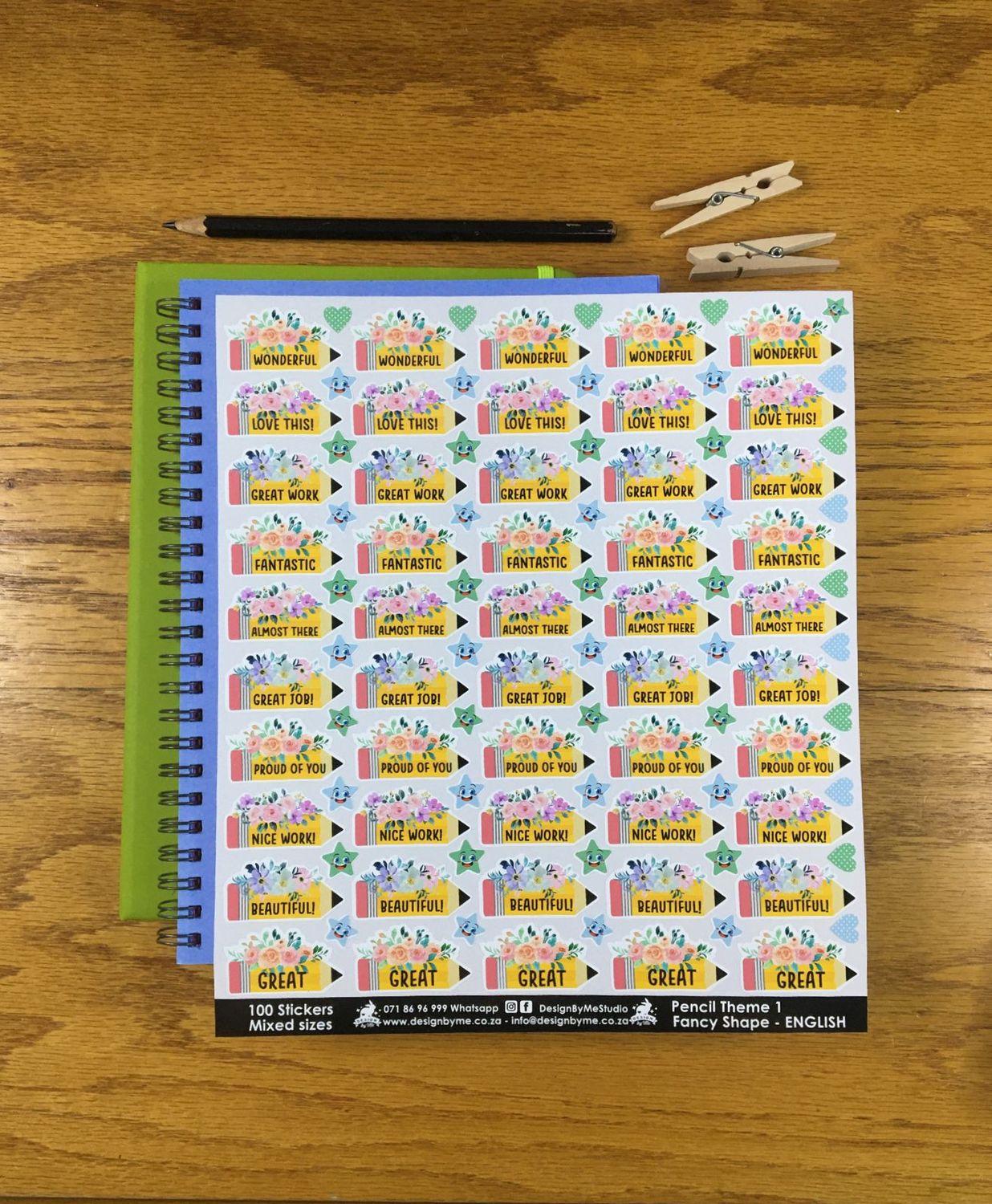 Pencil Theme 1 Reward Stickers -English