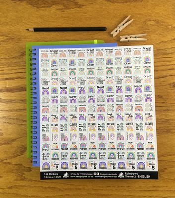 Rainbows Theme 2 Reward Stickers - English