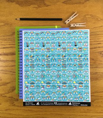 Rainbows Theme 1 Reward Stickers - English Rainbows Theme 1 Reward Stickers - English