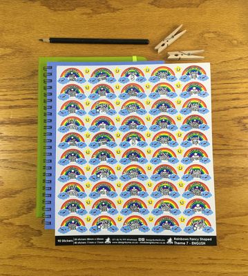 Rainbows Theme 7 Reward Stickers - English