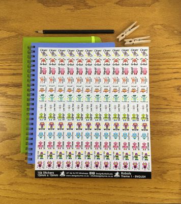 Robot Theme 1 Reward Stickers - English