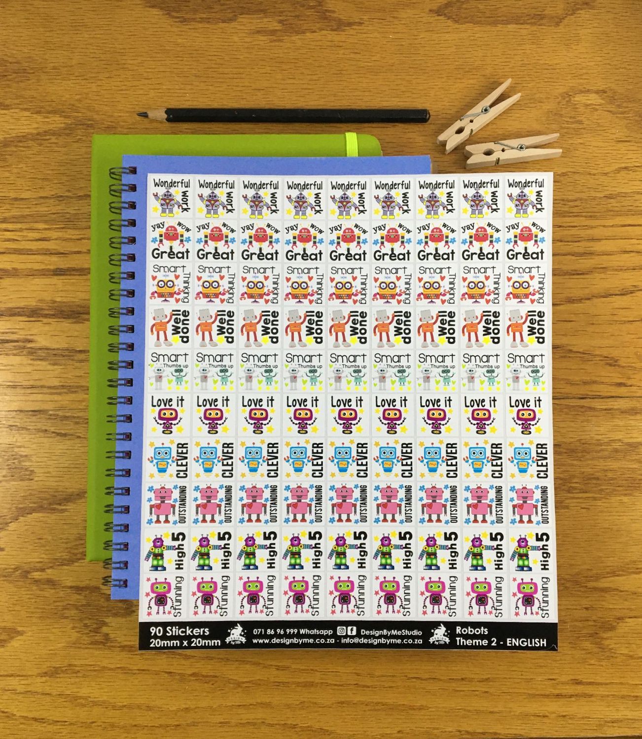 Robot Theme 2 Reward Stickers - English
