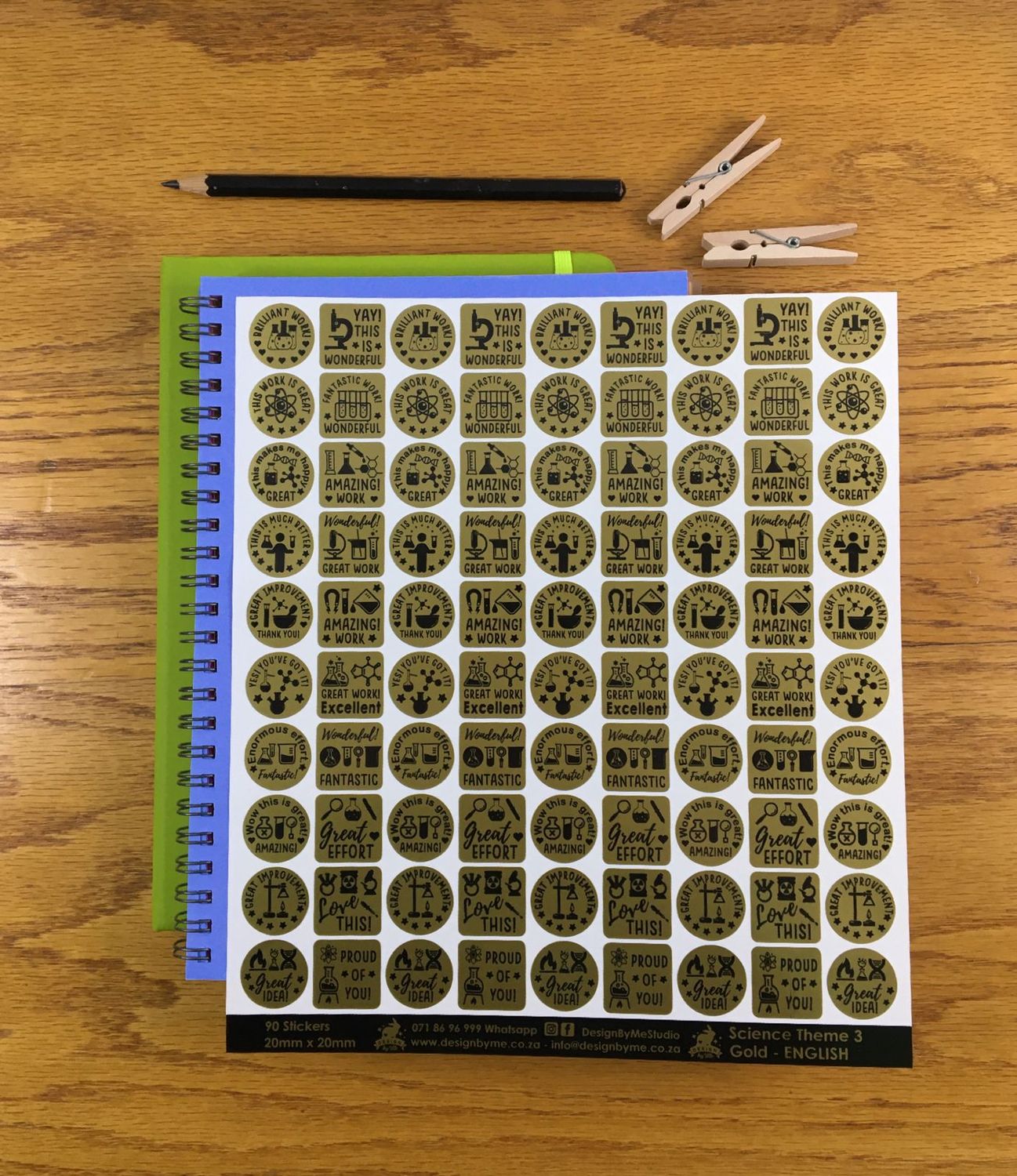 Science Theme 3 Reward Stickers - English