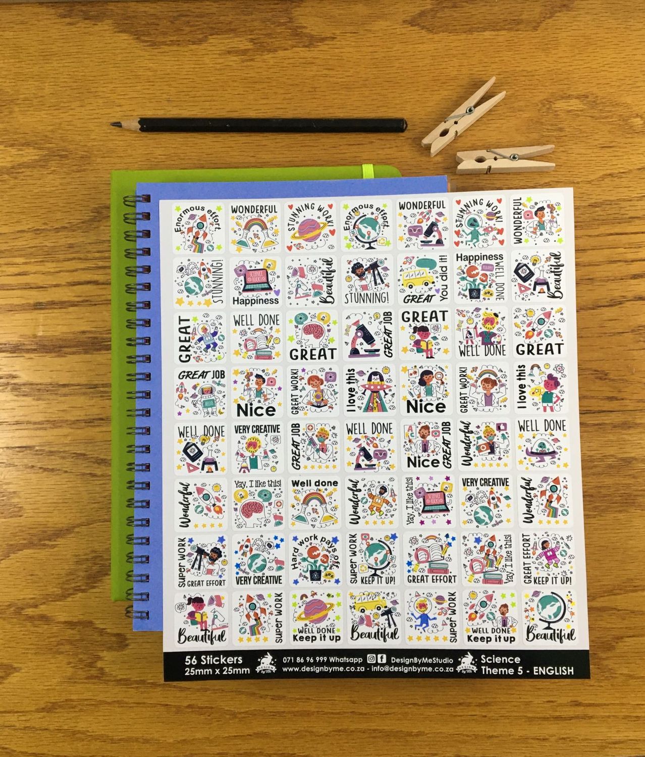Science Theme 5 Reward Stickers - English