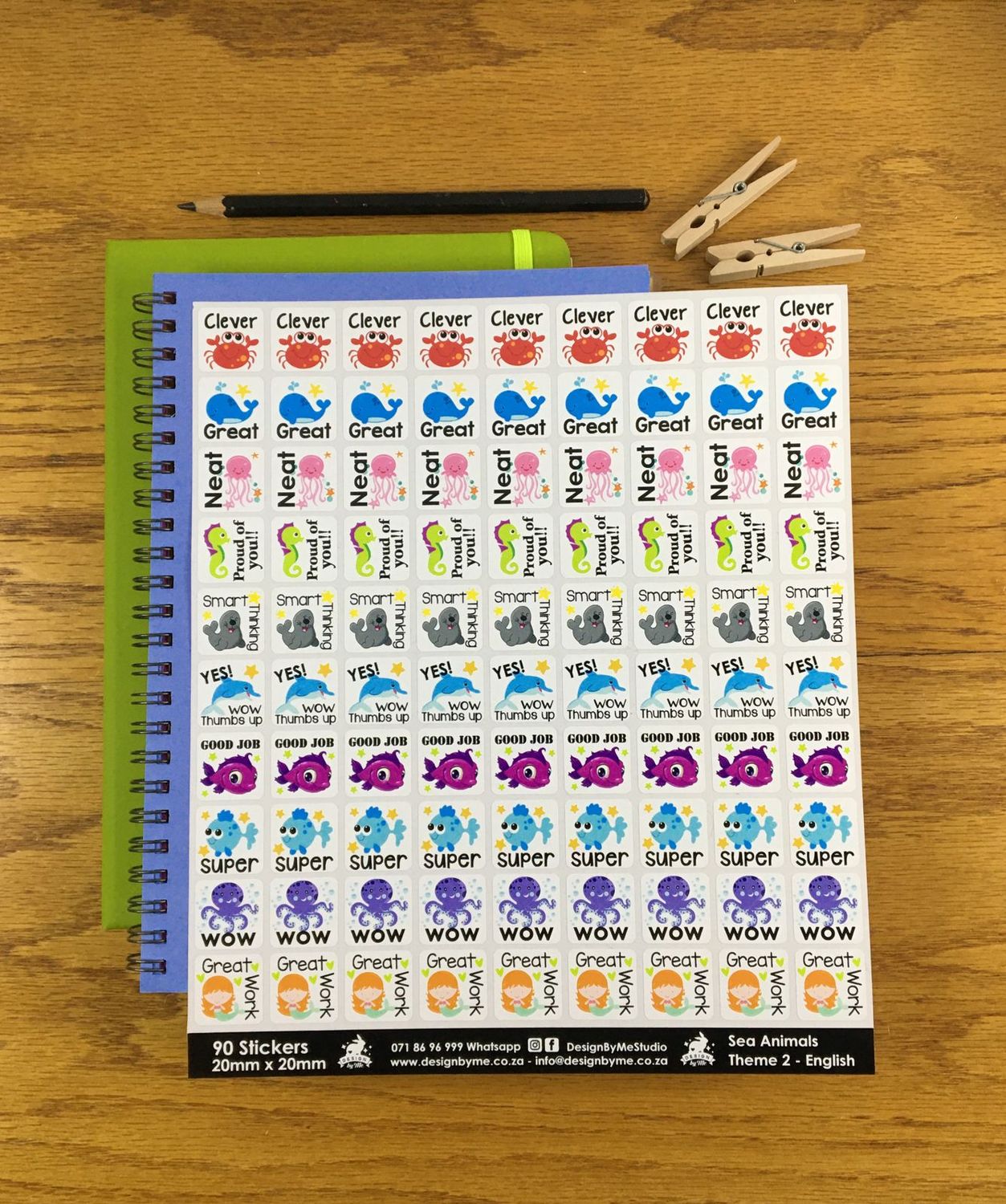 Sea Animals Theme 2 Reward Stickers- English