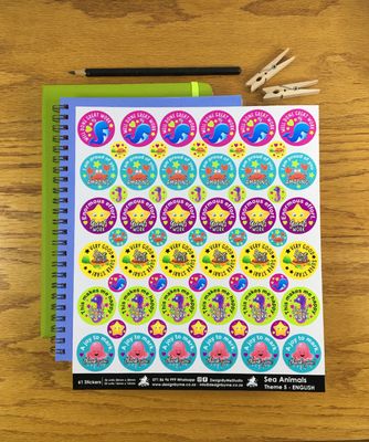 Sea Animals Theme 5 Reward Stickers - English