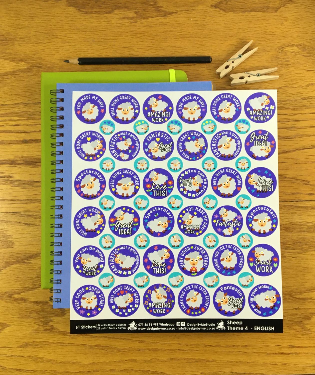 Sheep Theme 4 Reward Stickers - English