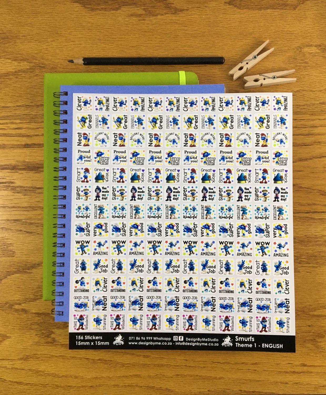 Smurfs Theme 1 Reward Stickers - English